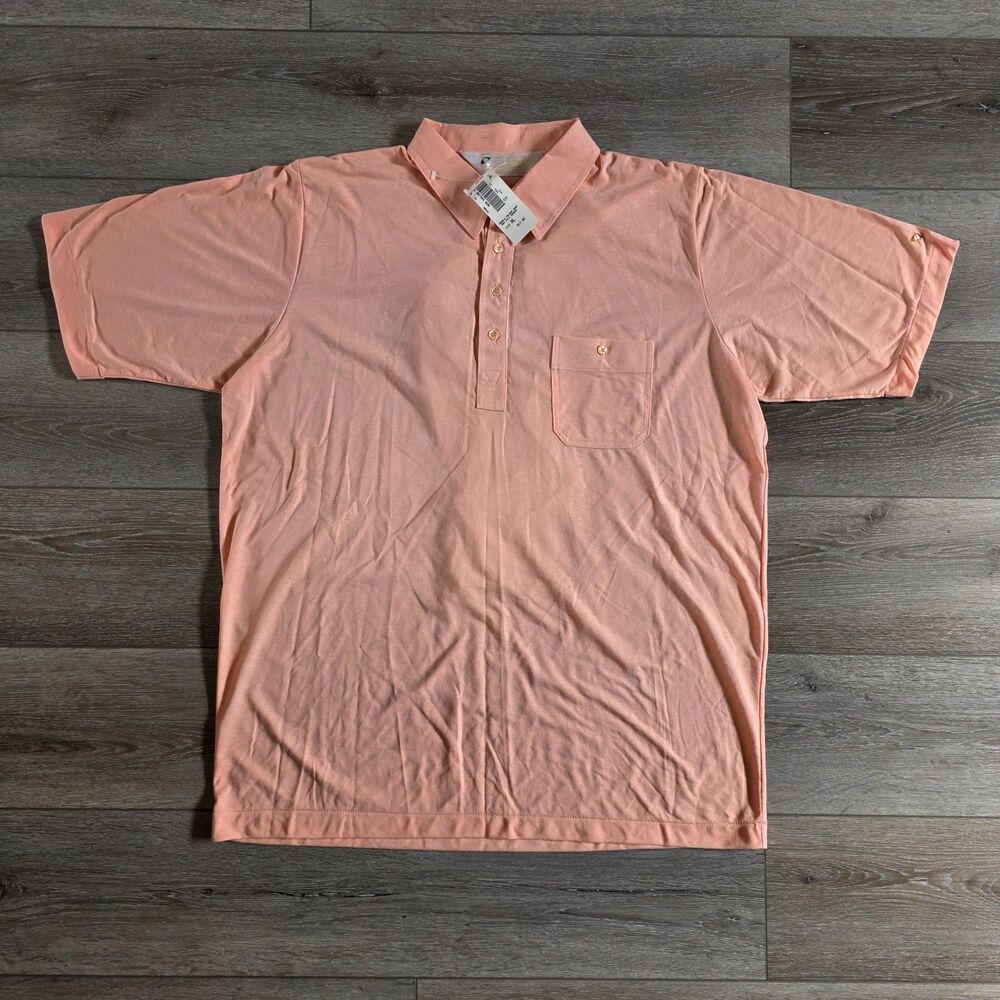 VTG Arnold Palmer Lightweight Salmon Pink Polo Shirt Pocket Mens Size XL NWT